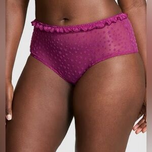 NWT Victoria’s Secret PINK Sheer Maroon Star Ruffle Cheeky Panty
